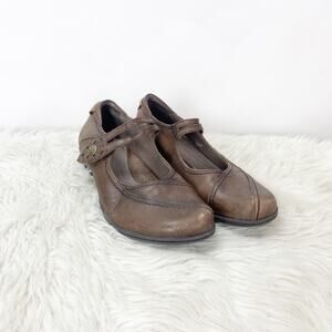 Earth 8 B Womens Brown Leather Jasper Bark Mary Jane Comfort Heels Shoes